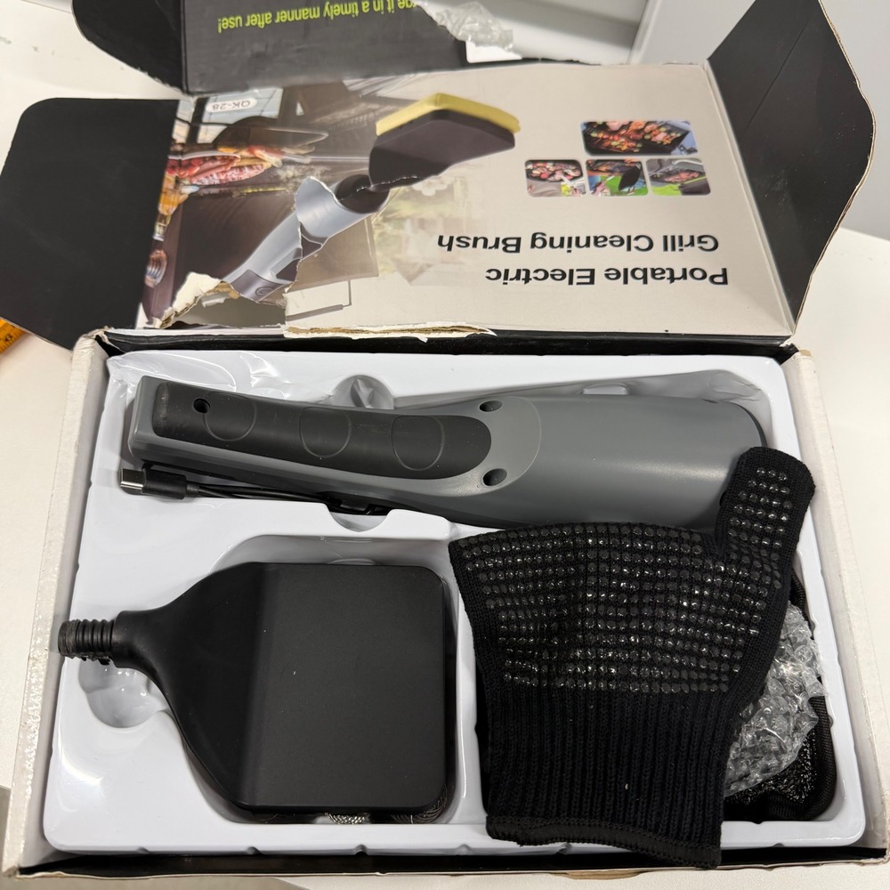 Aknrv Portable Electric Grill Cleaning Brush Handheld Scrubber‎ Grey Grey